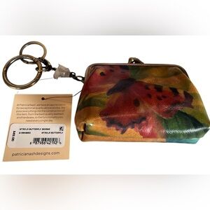 Patricia Nash, NWT Small Watercolor Butterfly Borse Leather coin purse/bag charm